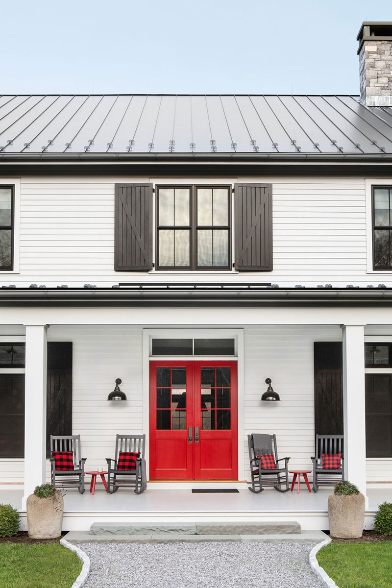 Modern Farmhouse With Red Door - HD Wallpaper 