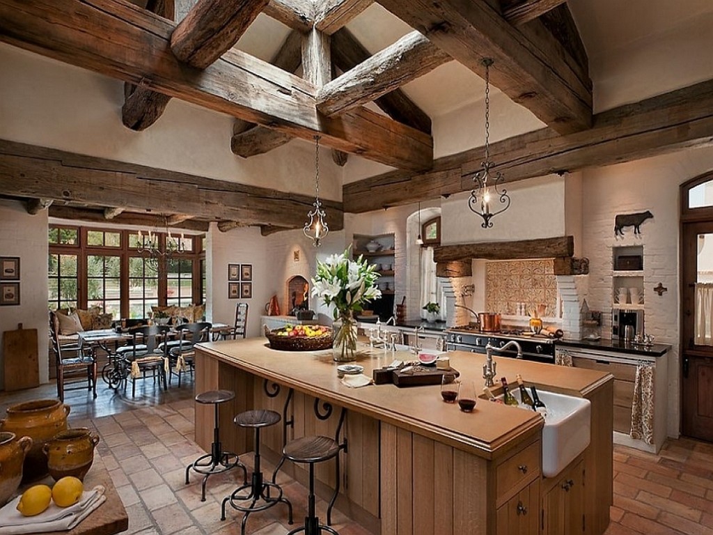 Mediterranean Style Kitchen Rustic French Country - Rustic Kitchen Interior - HD Wallpaper 