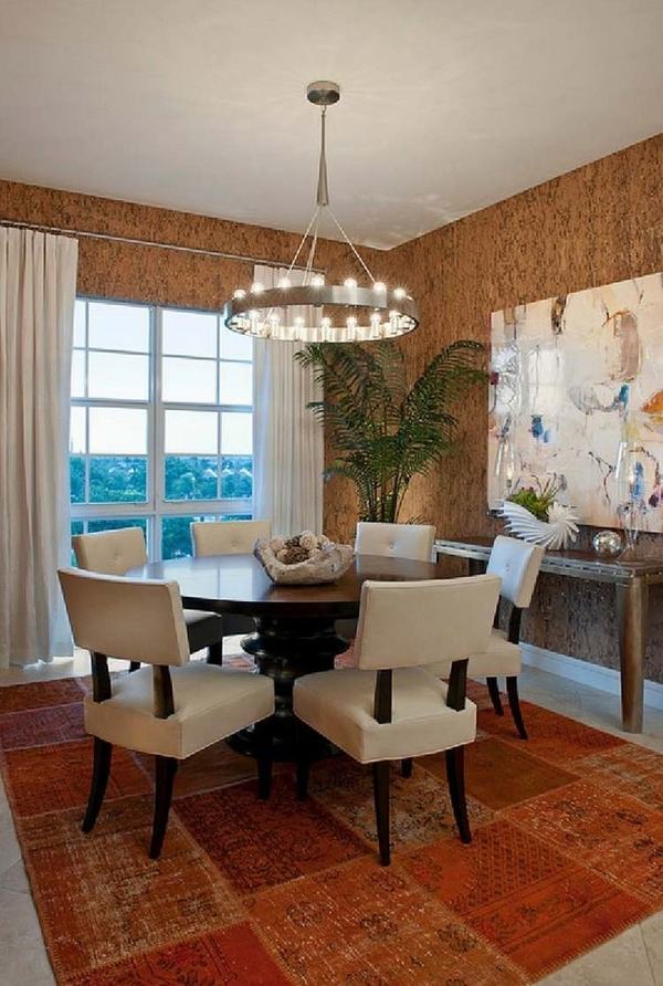 Wallpaper Neutral Color Round Dining Table - Wall Texture Dining Room - HD Wallpaper 
