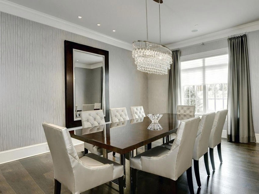 Contemporary Dining Room Gray Textured Wallpaper Formal - HD Wallpaper 