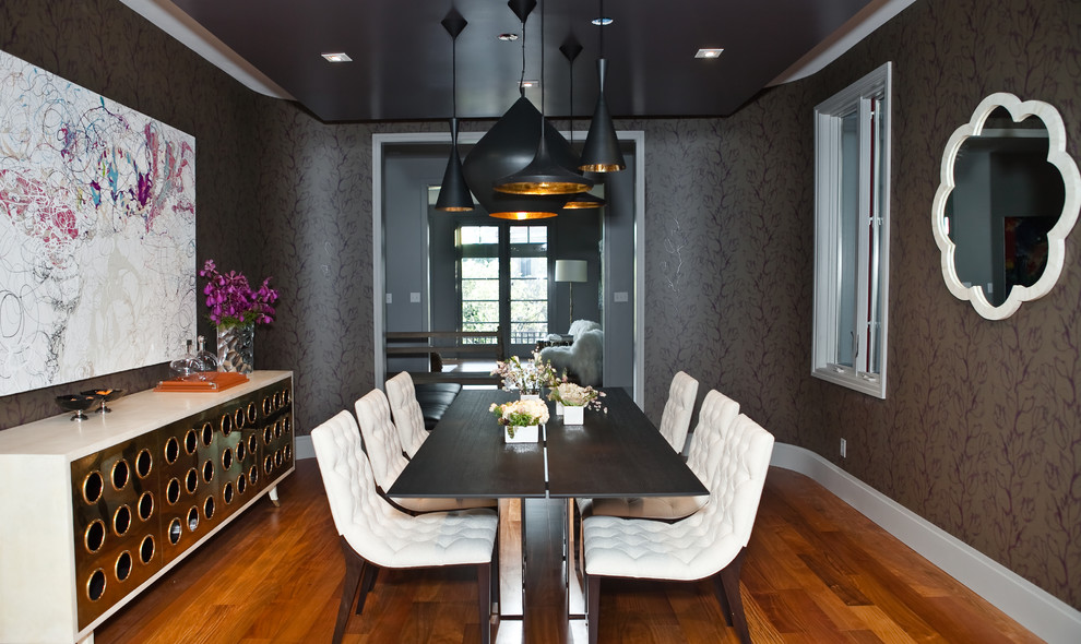 Dining Room Modern Design Dining Room Modern With Gray - Grey White Brown Dining Table Decor - HD Wallpaper 