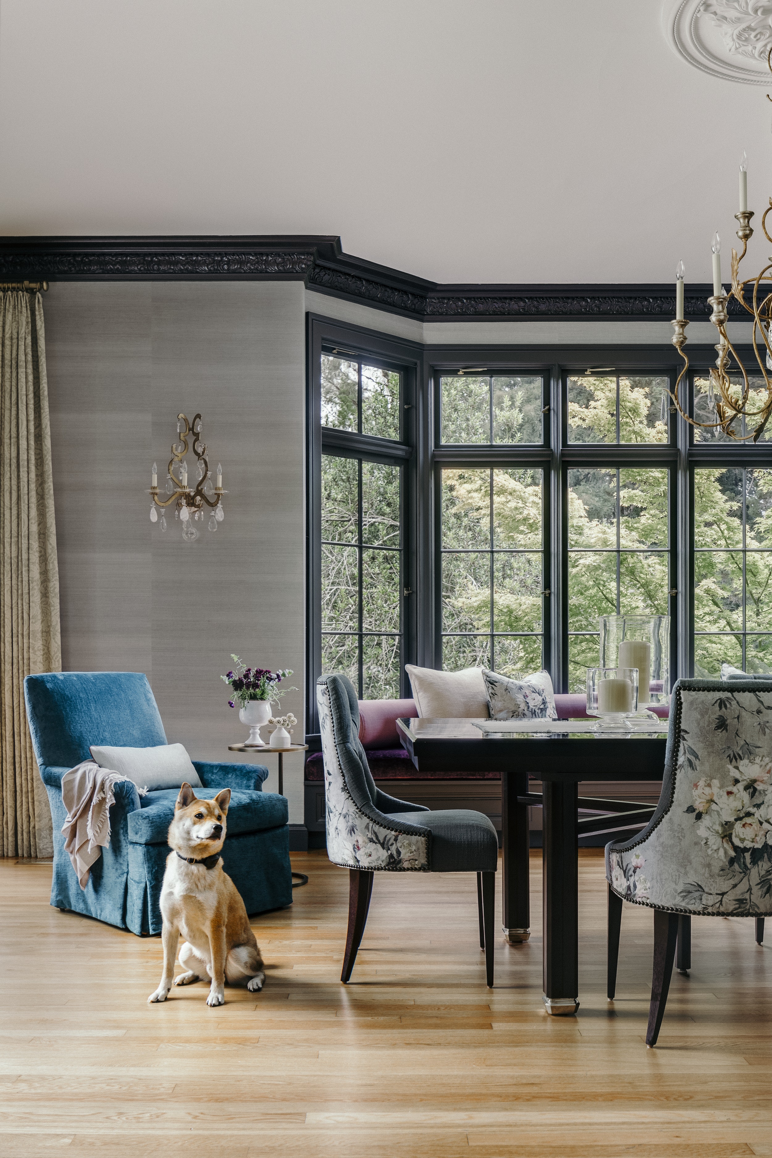 Transitional Wallpaper In Dining Room - HD Wallpaper 