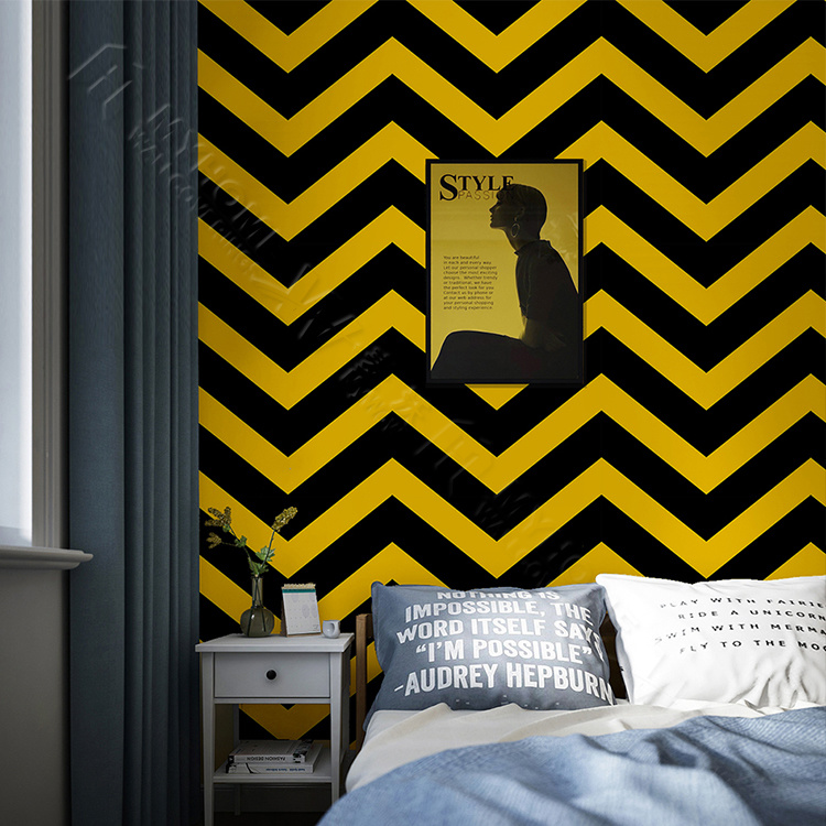 Unique Stripe Design Pvc Interior Wallpaper For Home - Golden And Black Patter Paper - HD Wallpaper 