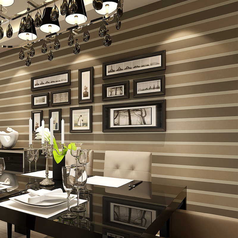 Horizontal Brown Stripe Wallpaper Living Room - HD Wallpaper 