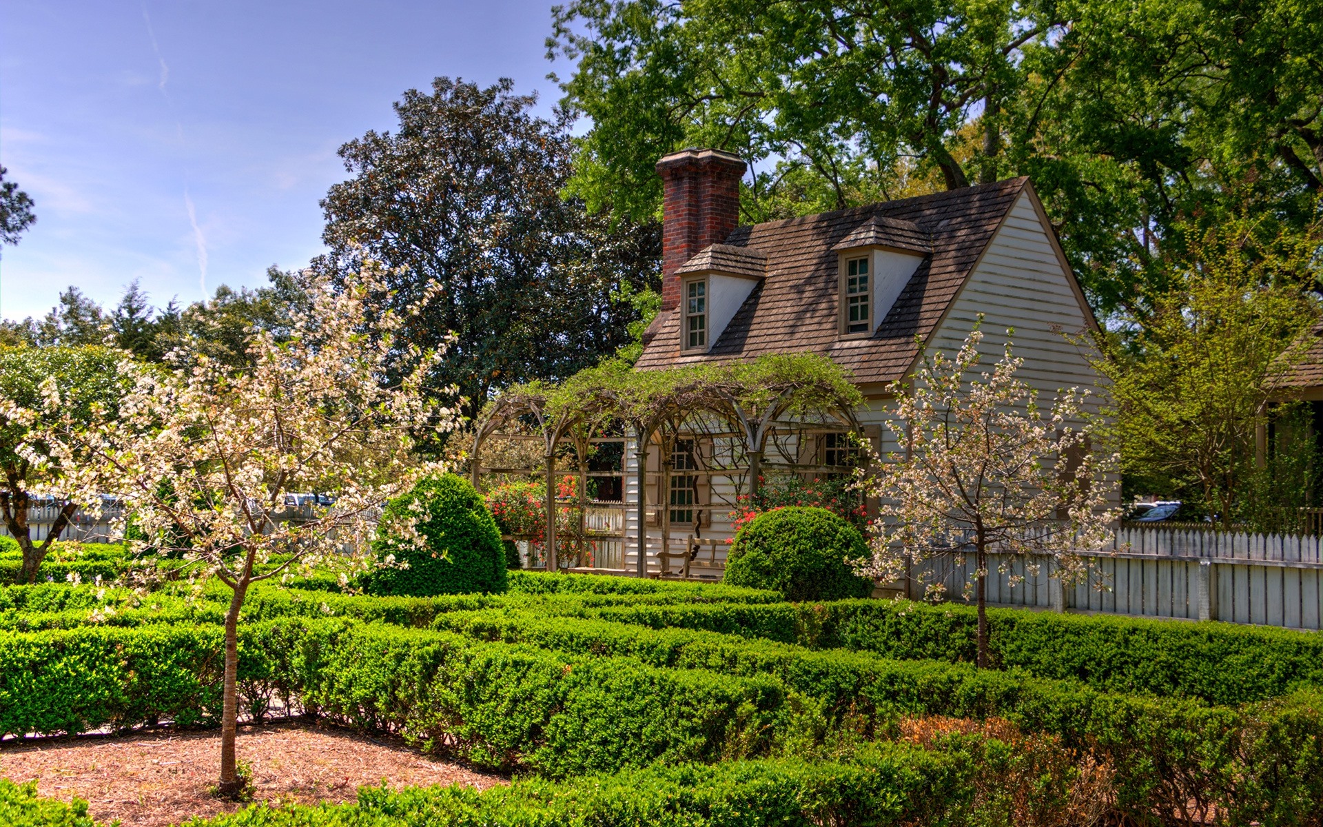 Wallpaper Usa, Virginia, Garden, Flowers, House - Usa Virginia - HD Wallpaper 