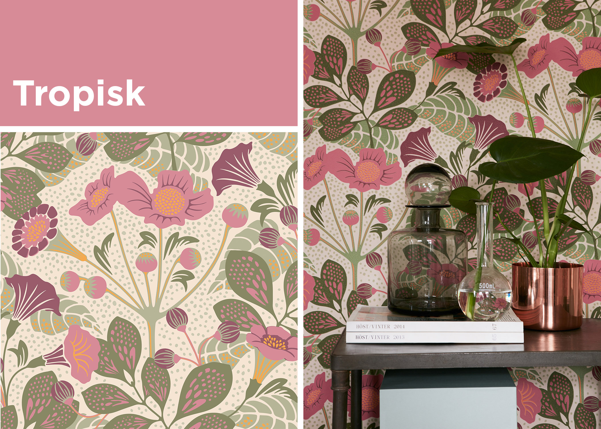 Tropisk Pink Floral Wallpaper - Tropsik Pink Floral - HD Wallpaper 