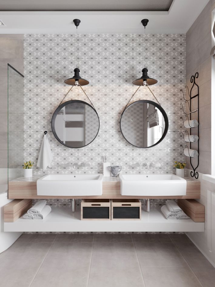 Round Farmhouse Bathroom Mirror - HD Wallpaper 