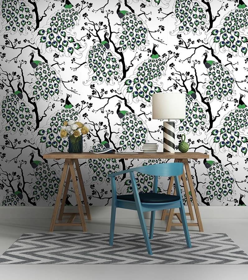 Peacock Wallpaper Decor - HD Wallpaper 