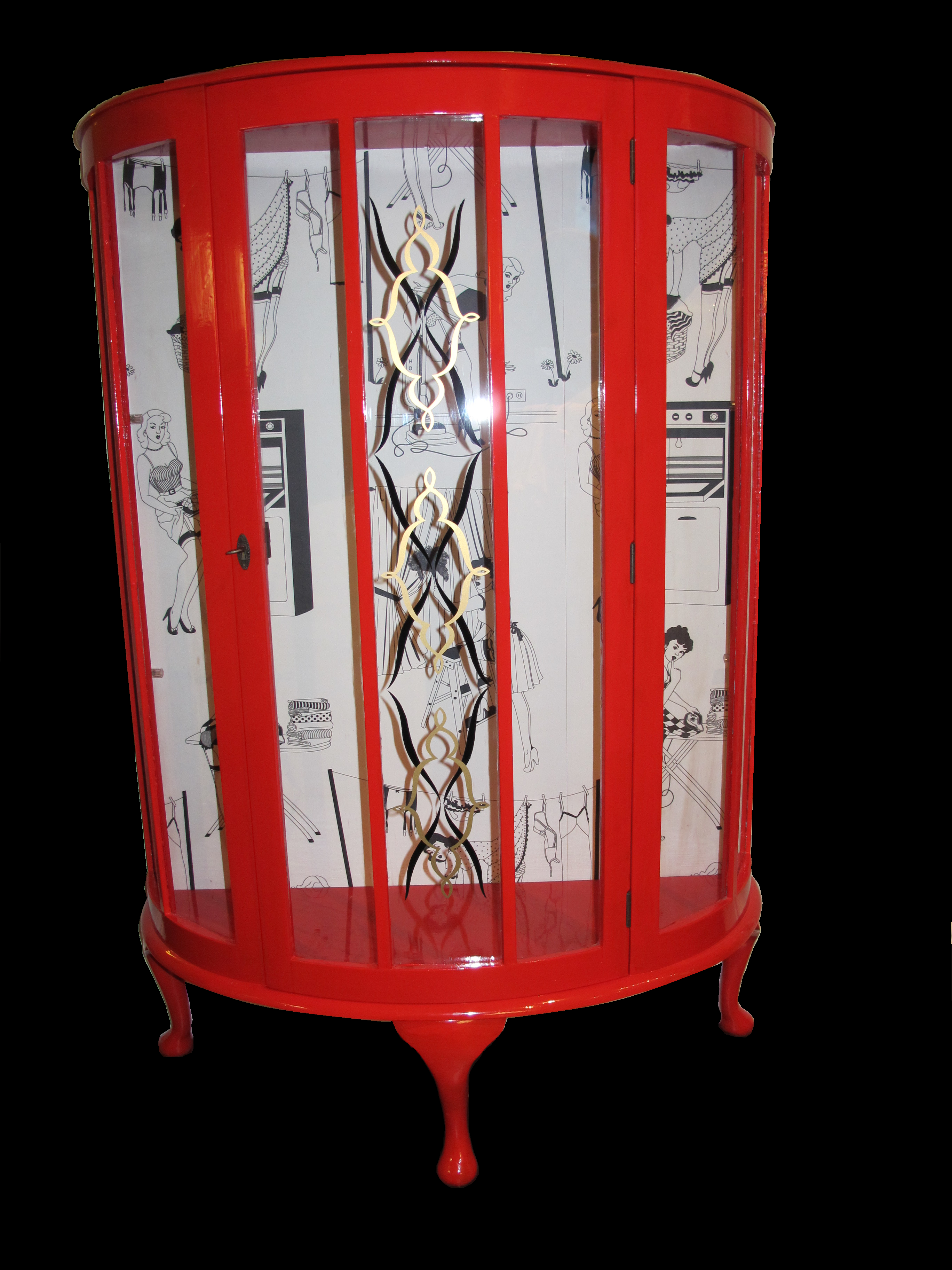 Cabinet, With Cheeky Black And White Wallpaper Designed - Cupboard - HD Wallpaper 