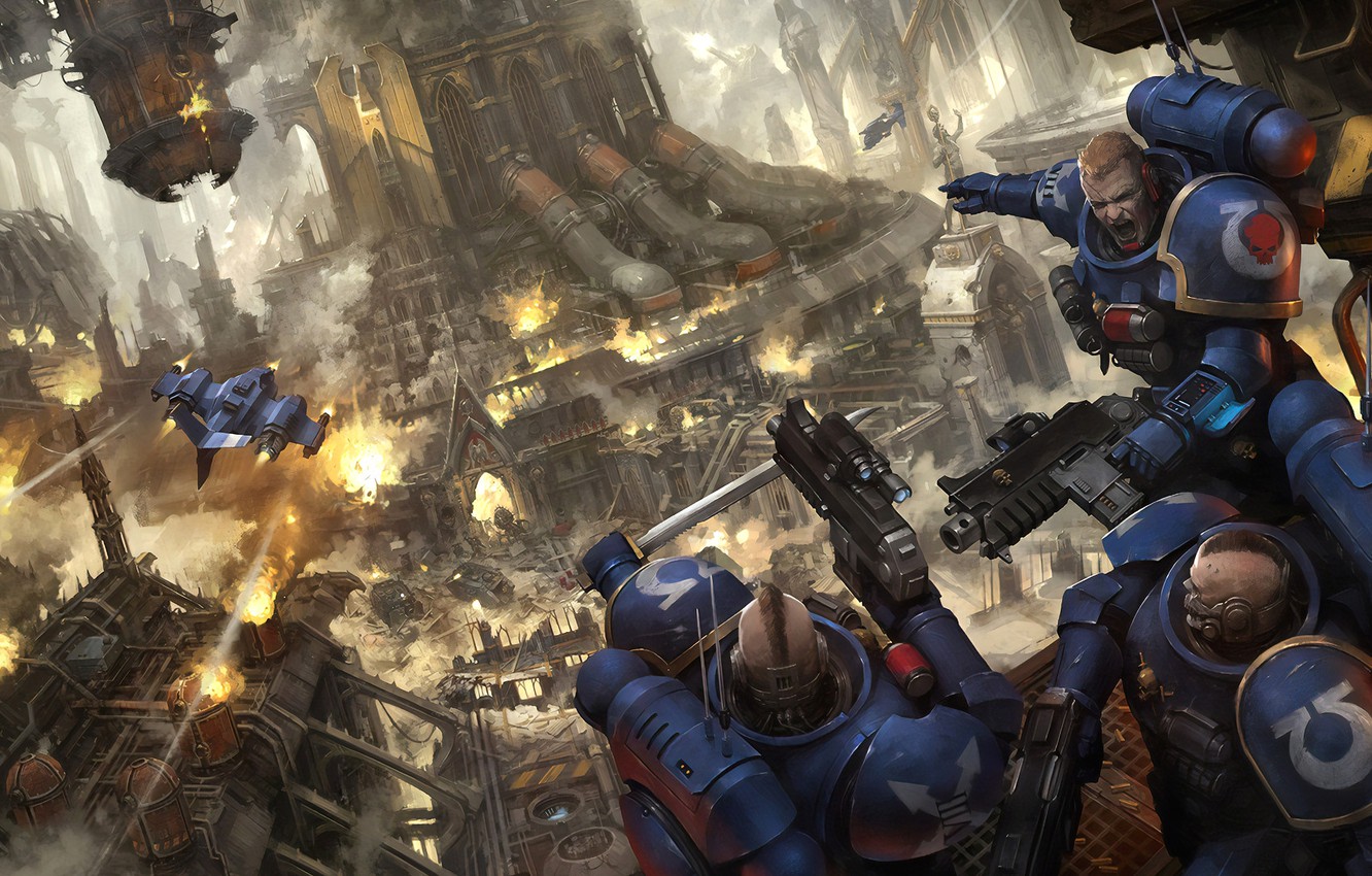 Photo Wallpaper Space Marines, Space Marines, Warhammer, - Warhammer 40k Urban Conquest - HD Wallpaper 