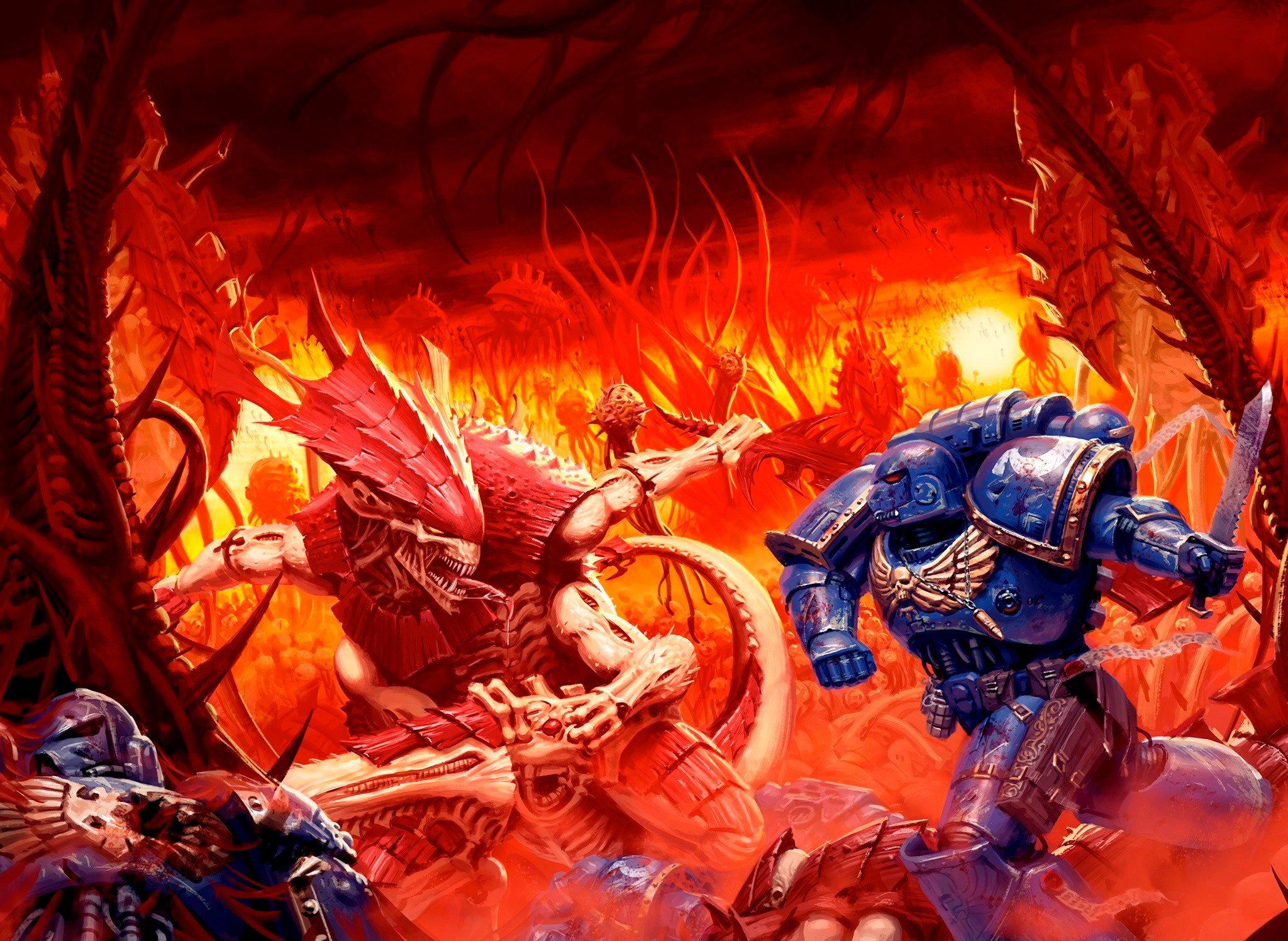 Tyranids Warriors Vs Space Marines - HD Wallpaper 