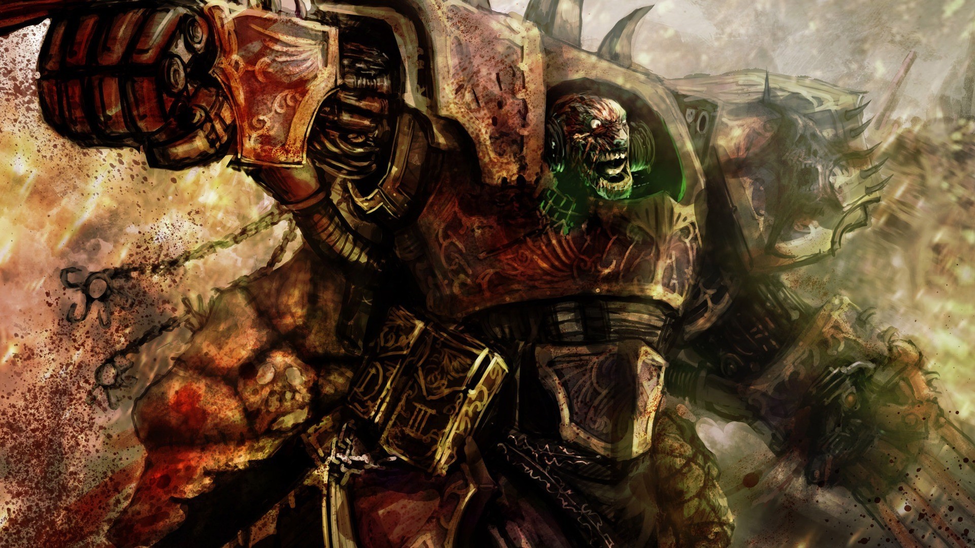 1920x1080, Artwork Chaos Space Marine Warhammer 40k - Ork Warhammer 40k Art - HD Wallpaper 