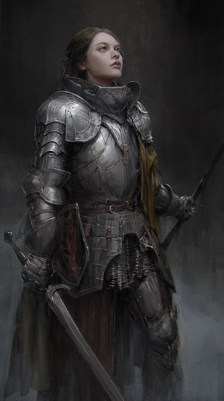 Gray Knight Armor, Artwork, Women, Weapon, Adult, People, - D&d Female Knight - HD Wallpaper 
