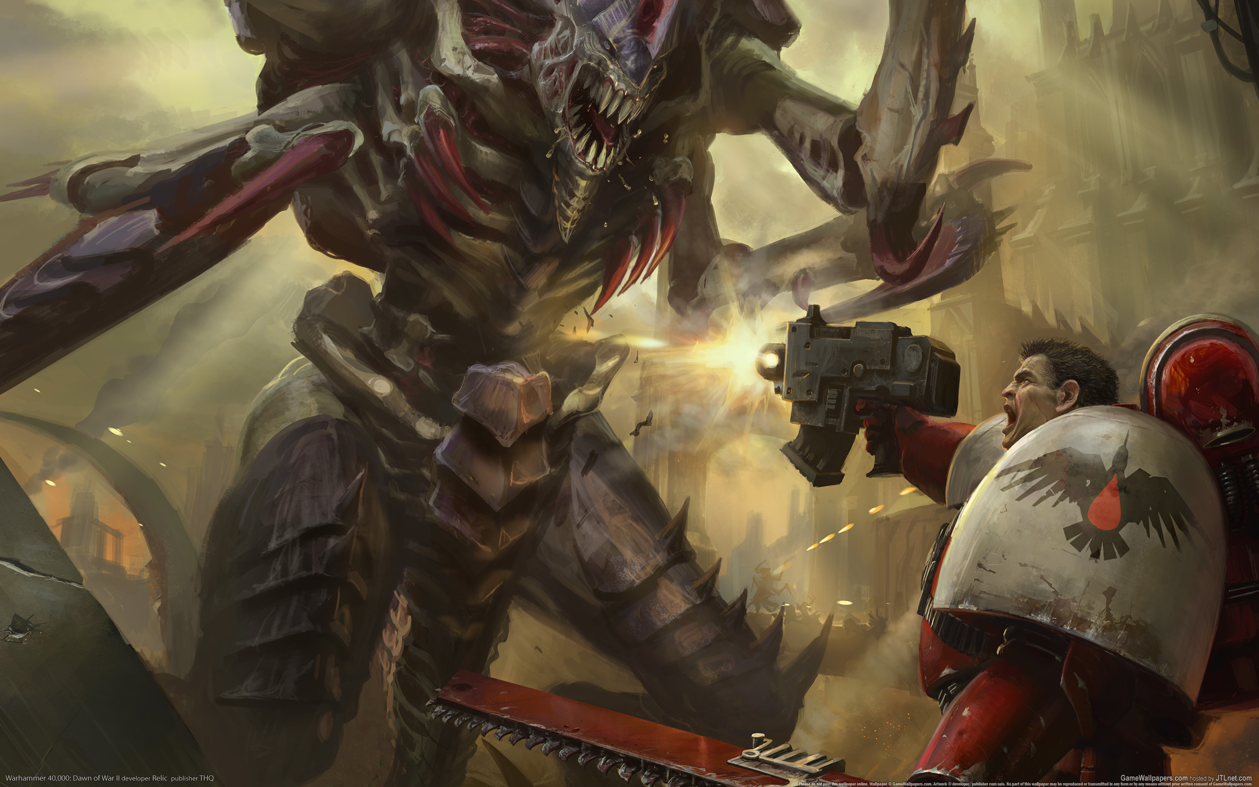 Warhammer 40k Tyranid Wallpaper - Warhammer 40k Space Marine Vs Tyranids - HD Wallpaper 