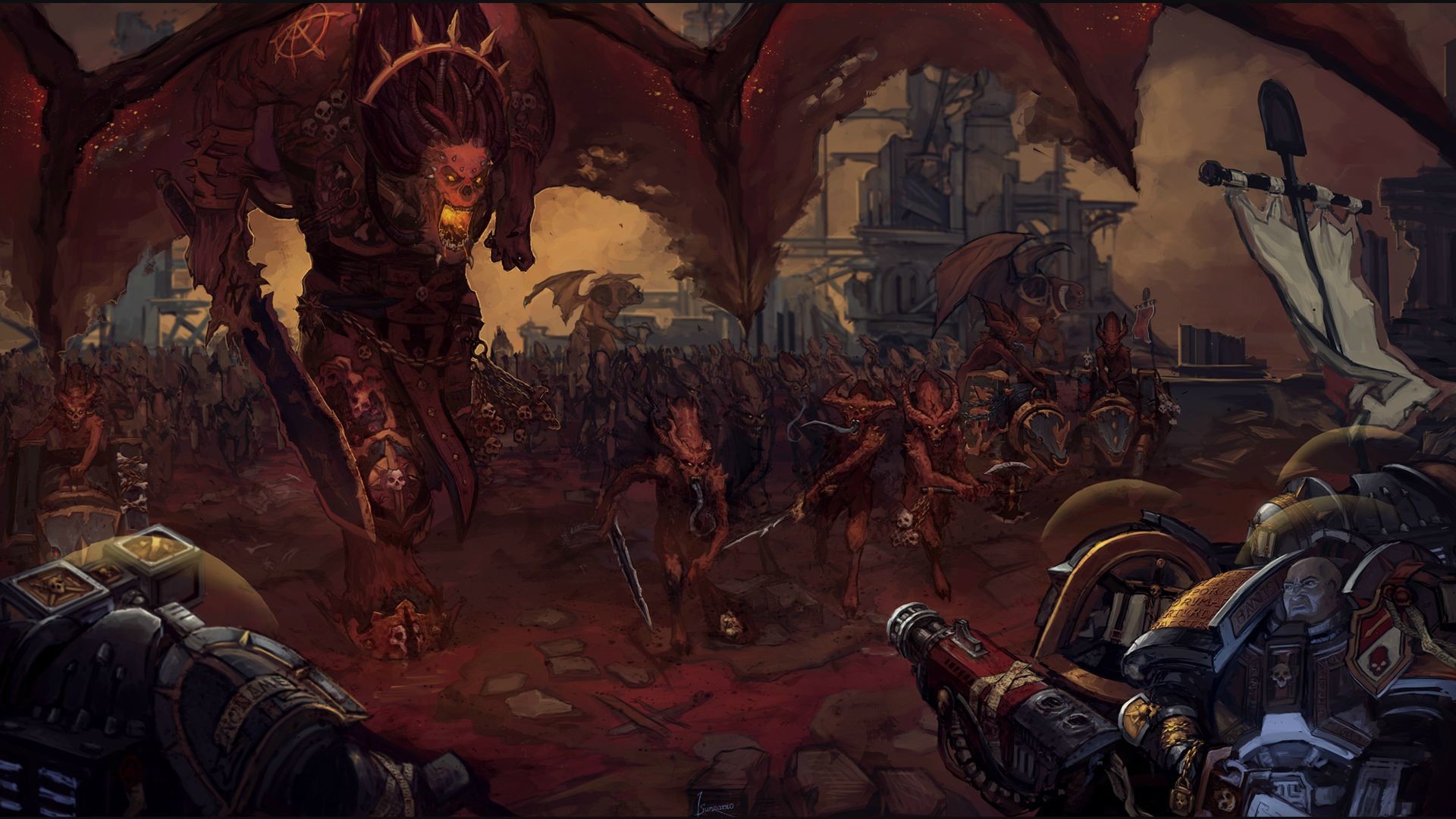 1920x1080, My Personal Warhammer 40k Wallpaper Dump - Daemon Primarch Angron Ultimate Apocalypse - HD Wallpaper 