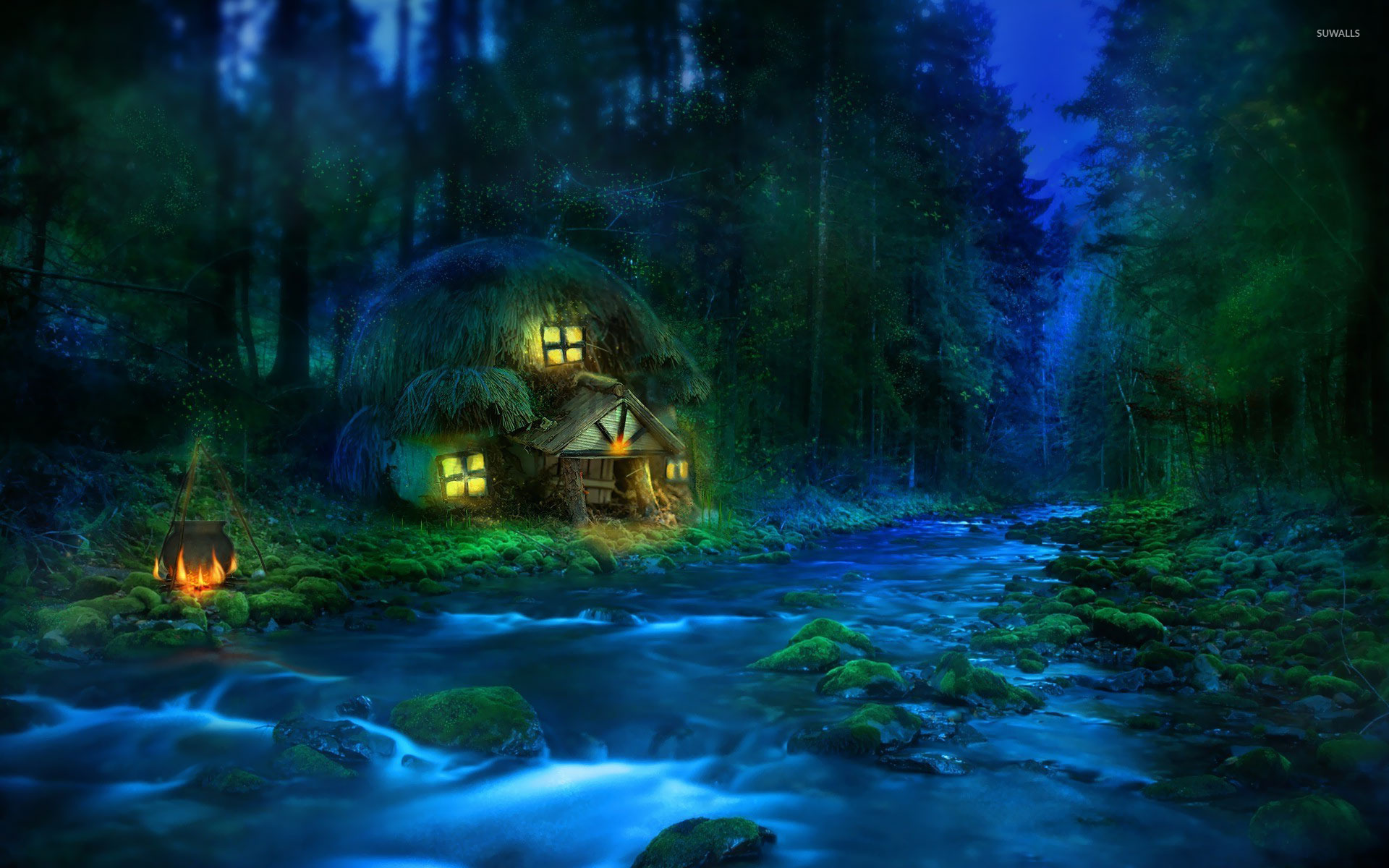 Fantasy House In The Forest - HD Wallpaper 