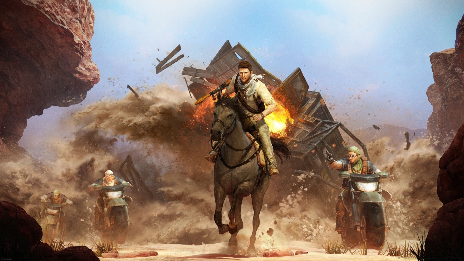 Uncharted Flame Smoke Adult Battle Man Military War - Uncharted Wallpaper Hd - HD Wallpaper 