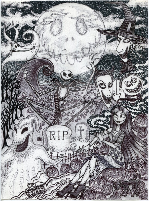 Iconic Nightmare Before Christmas - Nightmare Before Christmas Pointillism - HD Wallpaper 