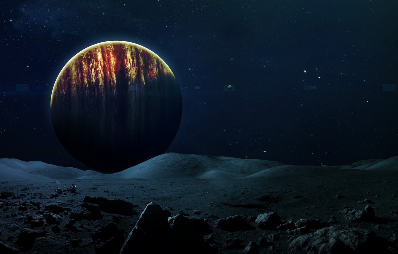 Photo Wallpaper Robot, Planet, Space, View, Stones, - Robot Planet Art - HD Wallpaper 