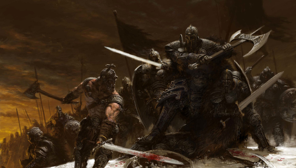 Snow, Warriors, Battle, Axe, Adrian Smith, Winter, - Battle Axe Warrior Fantasy - HD Wallpaper 