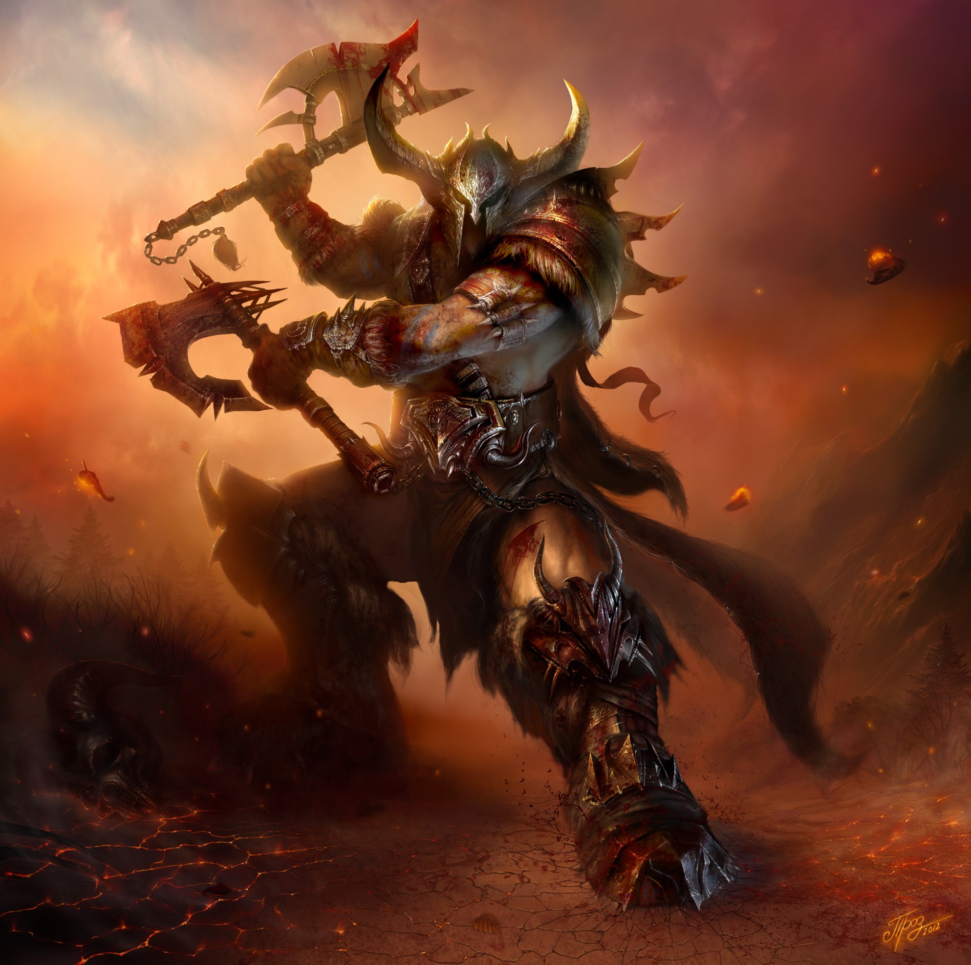 Fantasy Art Axe Warrior - HD Wallpaper 