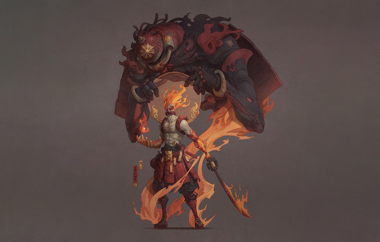 Photo Wallpaper Japan, Monster, Armor, Style, Warrior, - Concept Art Fire Monster - HD Wallpaper 
