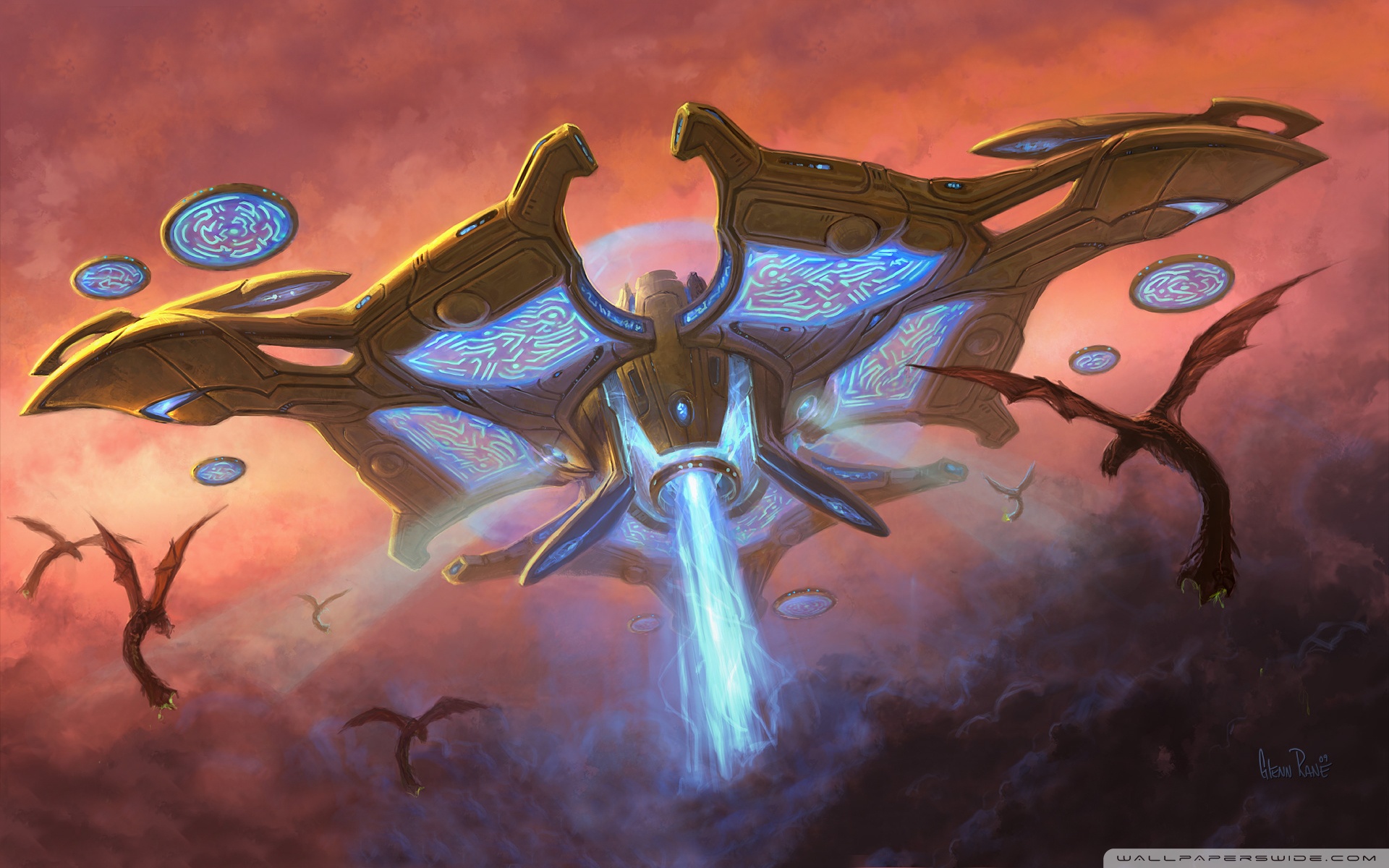 Starcraft 2 Wallpaper Mothership - HD Wallpaper 