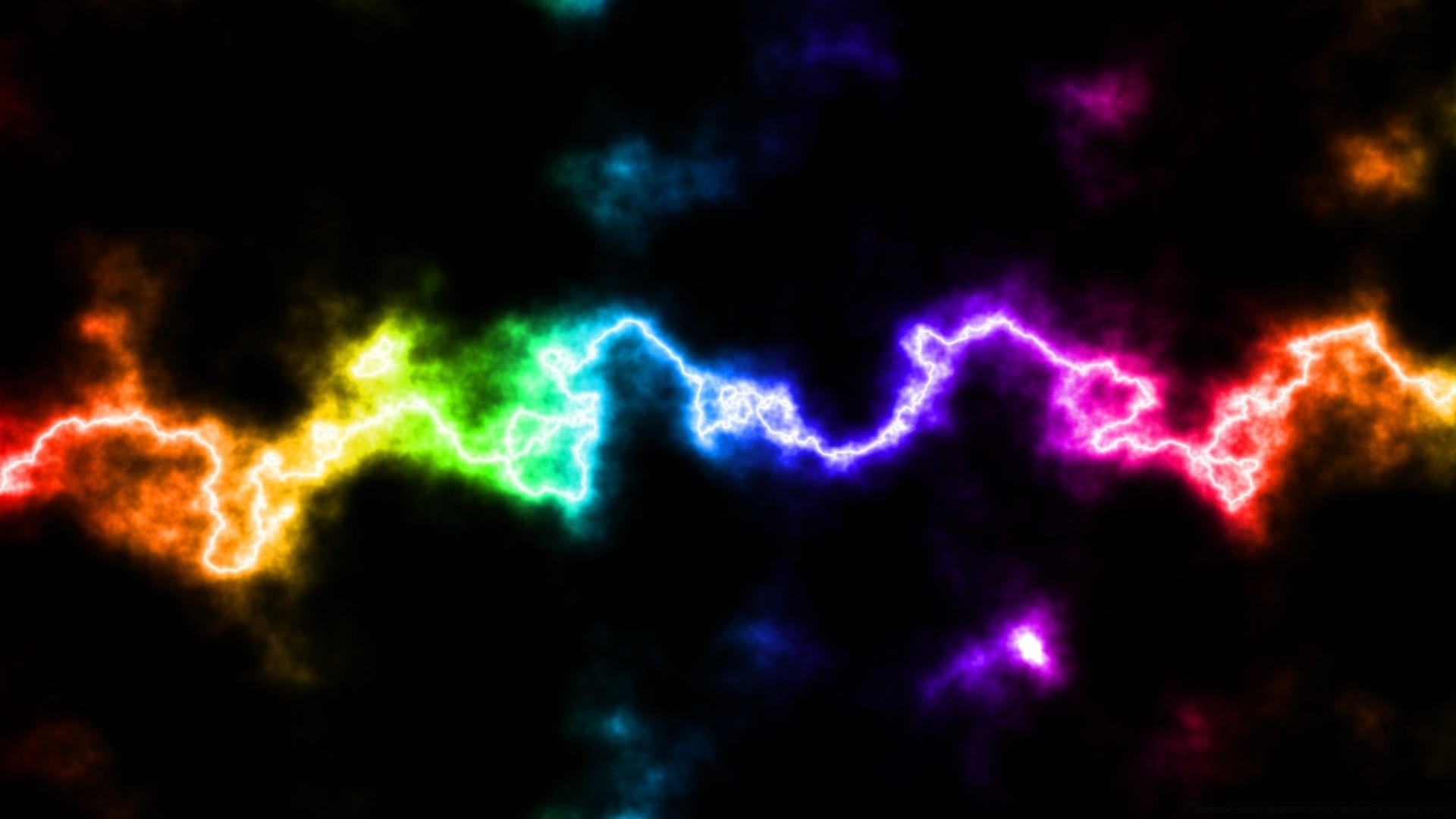Rainbow Lightning Energy Abstract Danger Flame Light - Rainbow Lighting Bolt Background - HD Wallpaper 