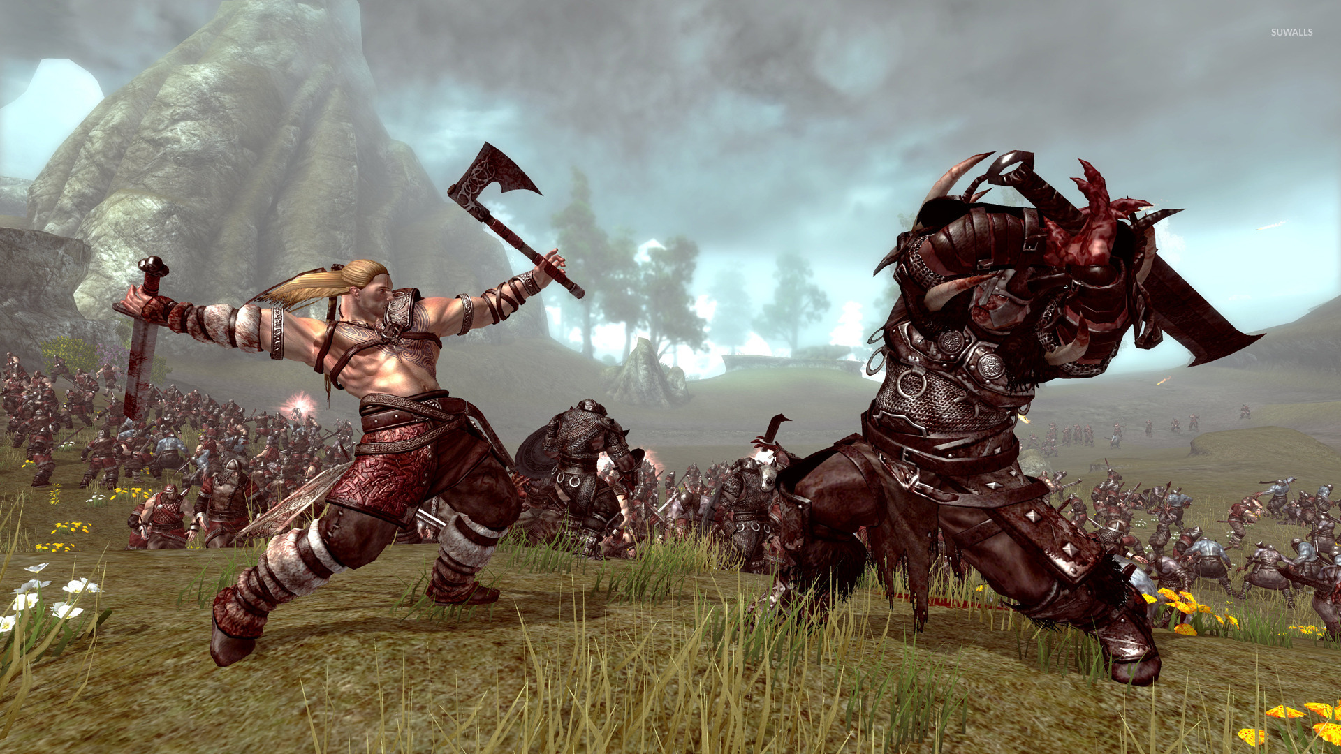 Viking Warriors In Battle - HD Wallpaper 