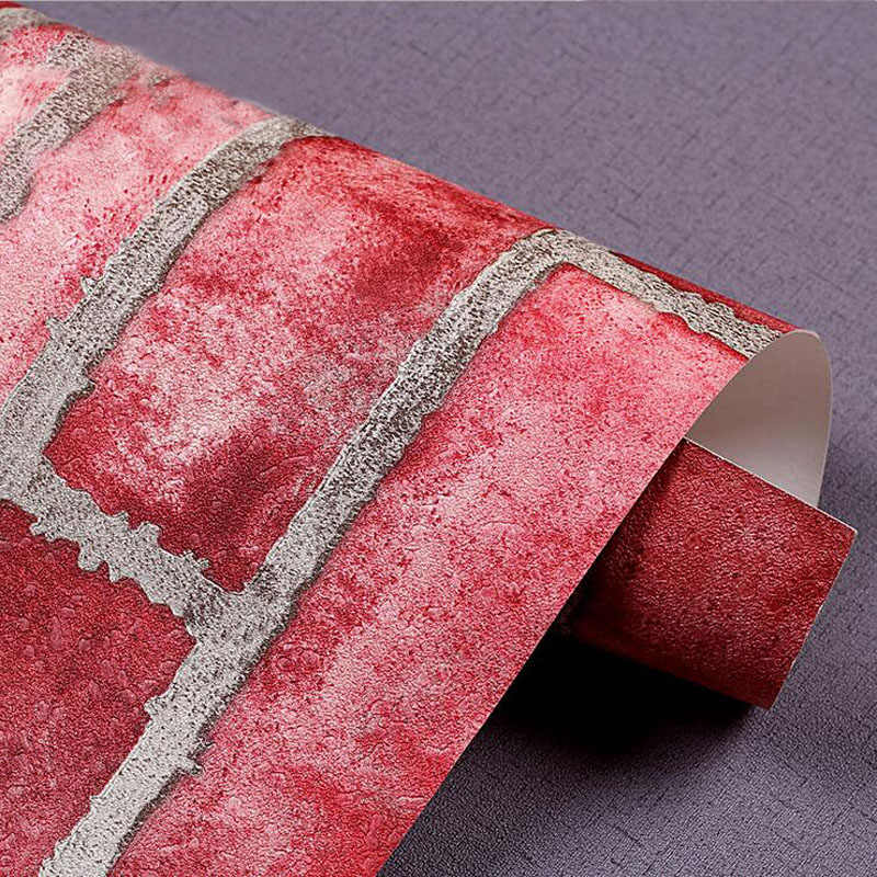 1pc Bricks Pattern Wallpaper Nostalgic Cafe Living - Leather - HD Wallpaper 