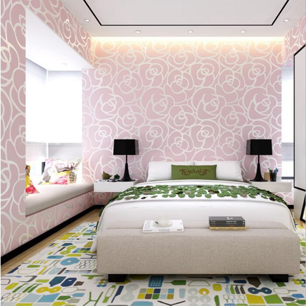 Roses wallpapers Non Woven Fabrics 3d Garden Wallcovering - Rose Gold Rose Bedroom - HD Wallpaper 