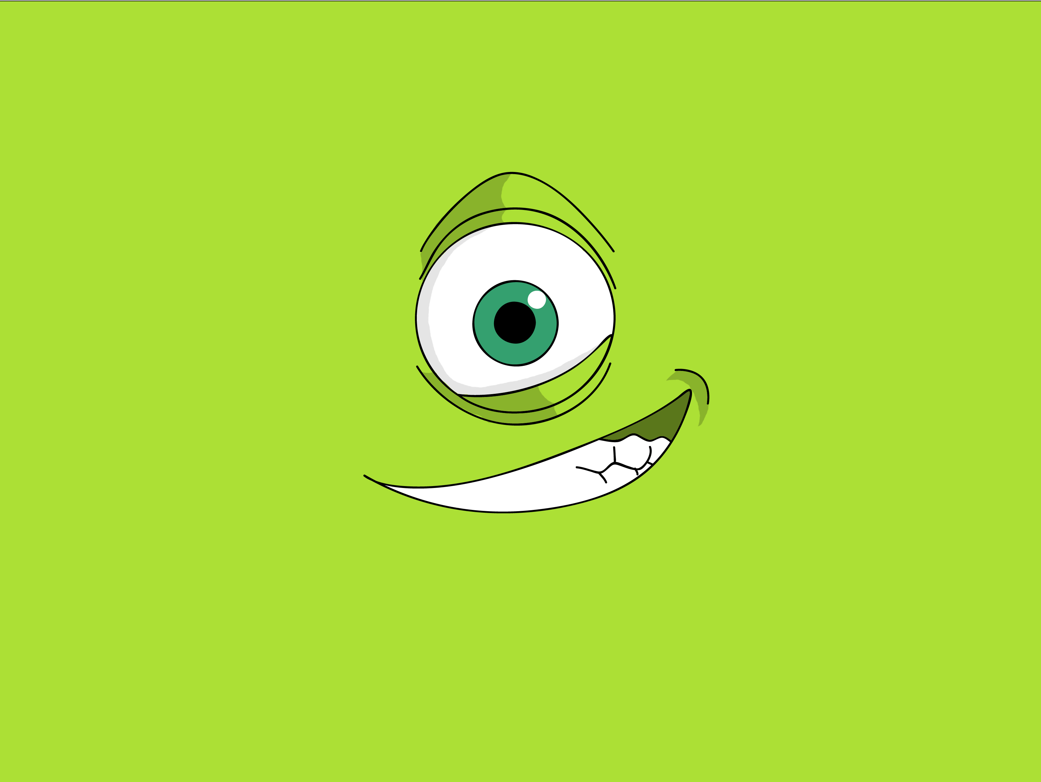 Green Background And Big Eye Wallpaper For Android - Monsters Inc Mike  Cartoon - 1920x1408 Wallpaper 