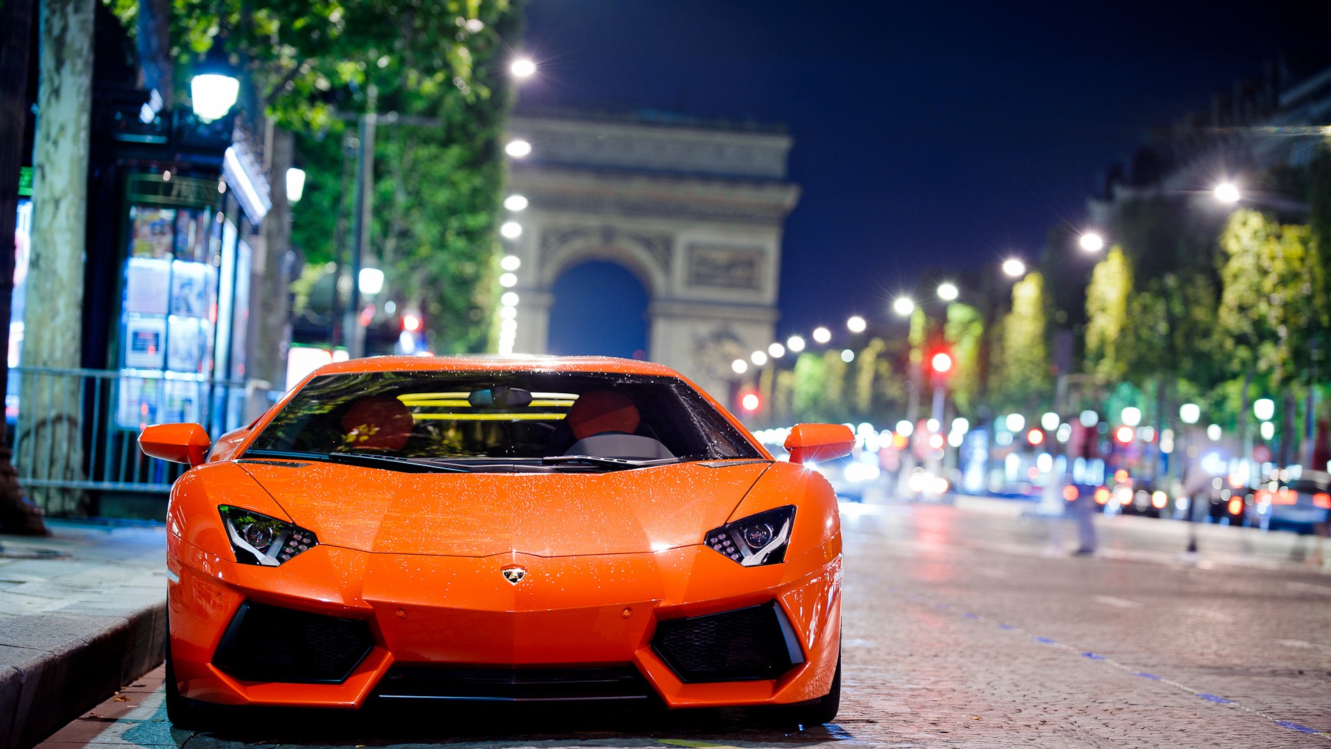 Lamborghini Aventador Night Shot Wallpapers Hd Wallpapers - Lamborghini Aventador Orange Wallpaper Hd - HD Wallpaper 