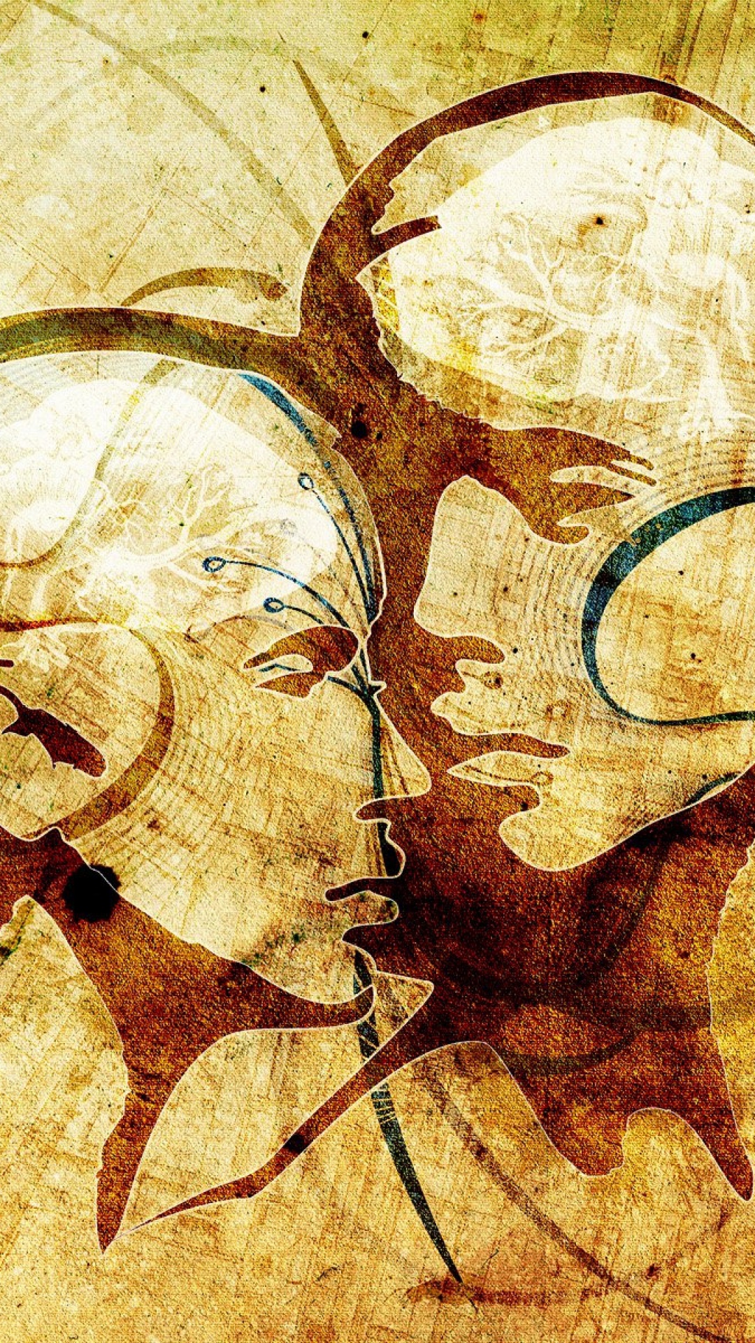 Abstract Portrait Sketch Brown Parabola 1080 X 1920 - Cool Wallpaper Portrait Hd - HD Wallpaper 