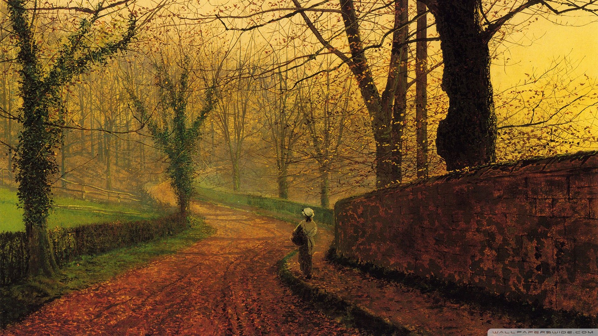 Fall Painting ❤ 4k Hd Desktop Wallpaper For 4k Ultra - John Atkinson Grimshaw Stapleton Park Near Pontefract - HD Wallpaper 