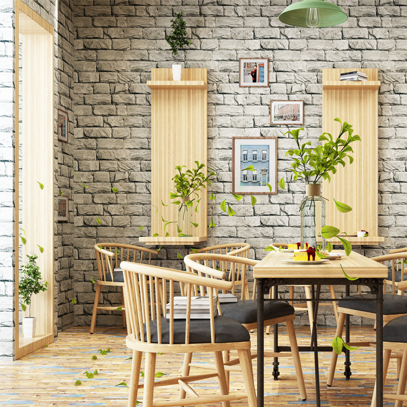 Vintage 3d Brick Marble Wallpaper Store Ktv Bar Cafe - Brick - HD Wallpaper 