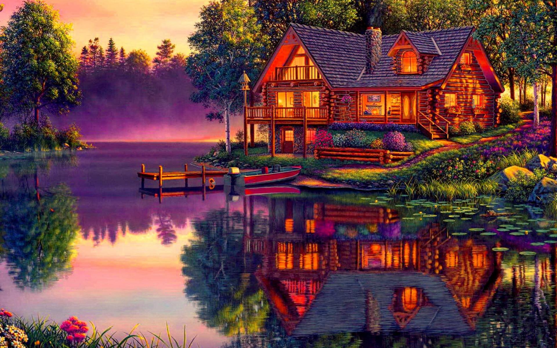 Log Cabins - HD Wallpaper 