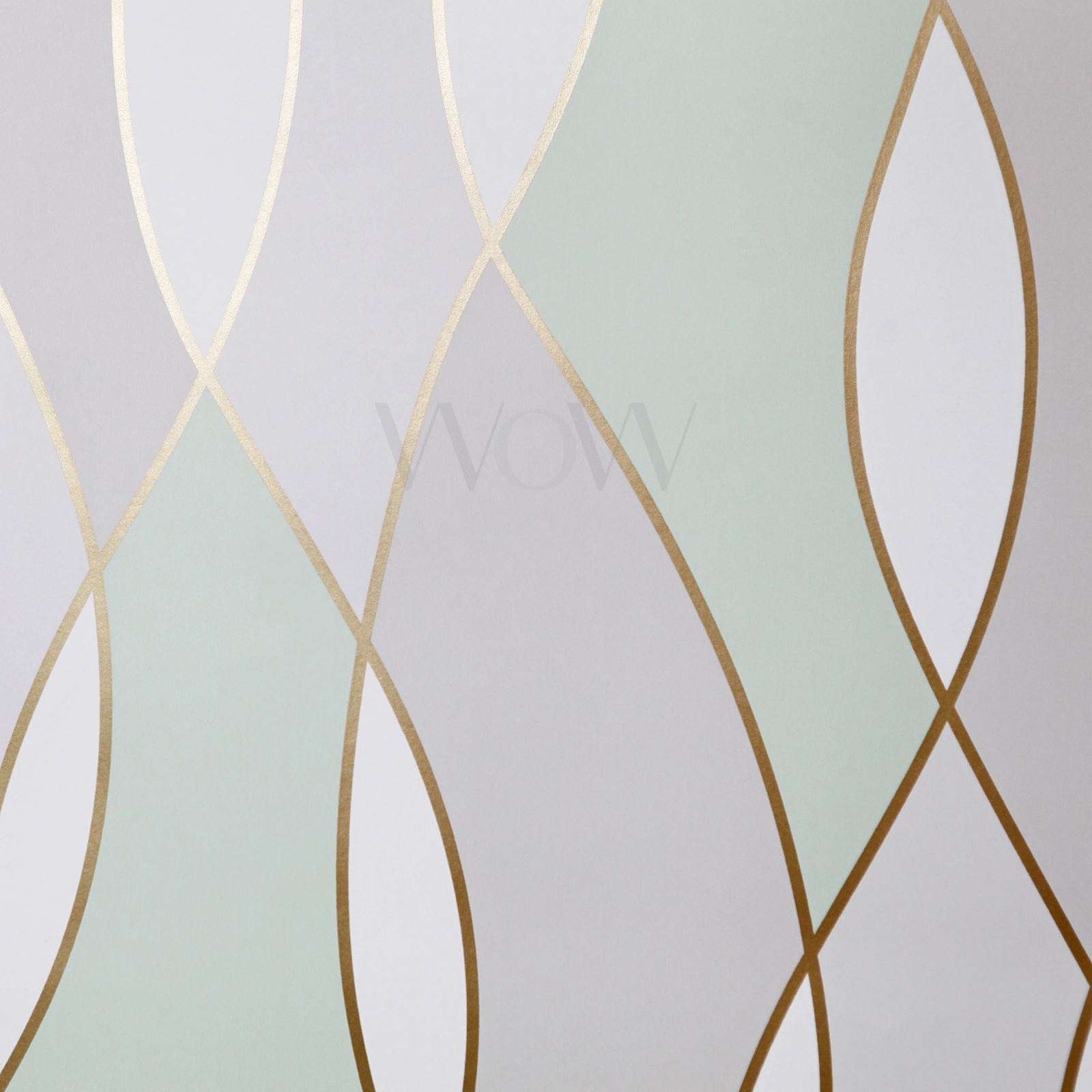 Fine Decor Apex Wave Geometric Wallpaper Metallic Rose - Rose Gold And Green - HD Wallpaper 