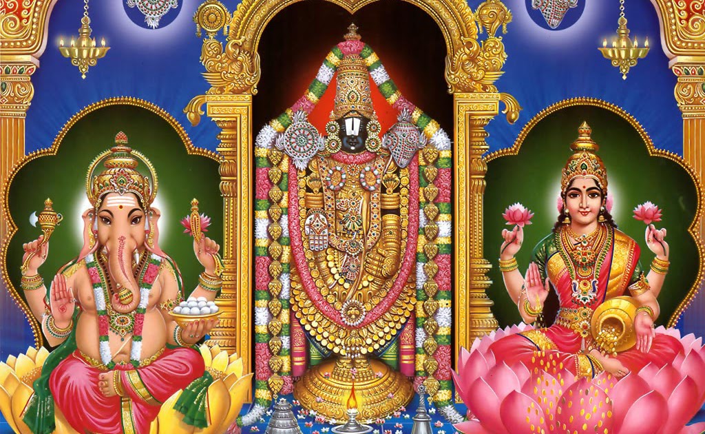 Hindu Religious Sacred Lord Wallpapers Lakshmi Ganesh - Lord Ganesha And Lord Venkateswara - HD Wallpaper 