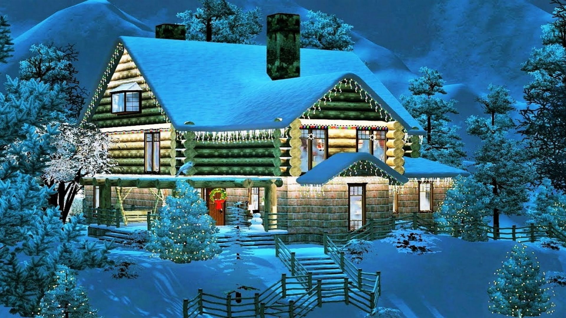 1920x1080, Feiertage - Christmas Log Cabin - HD Wallpaper 