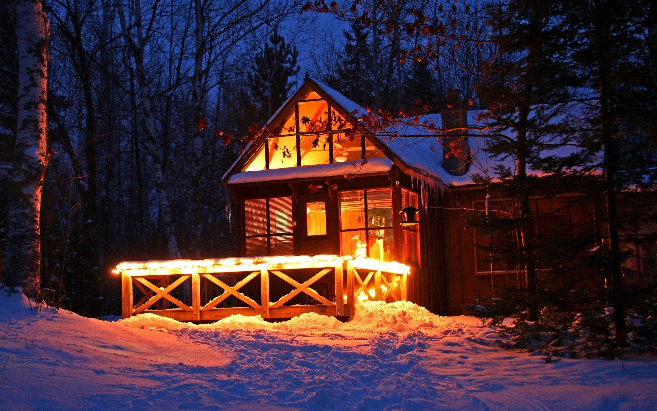 Winter Wallpaper - Winter Cabin In The Woods - HD Wallpaper 