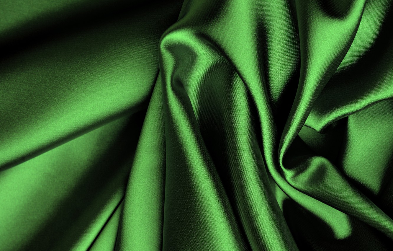 Photo Wallpaper Green, Silk, Fabric, Folds, Satin - Green Silk Cloth Background - HD Wallpaper 