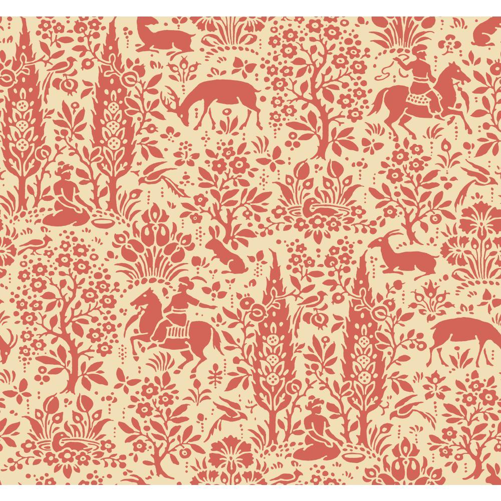 Red Toile Wall Paper - HD Wallpaper 