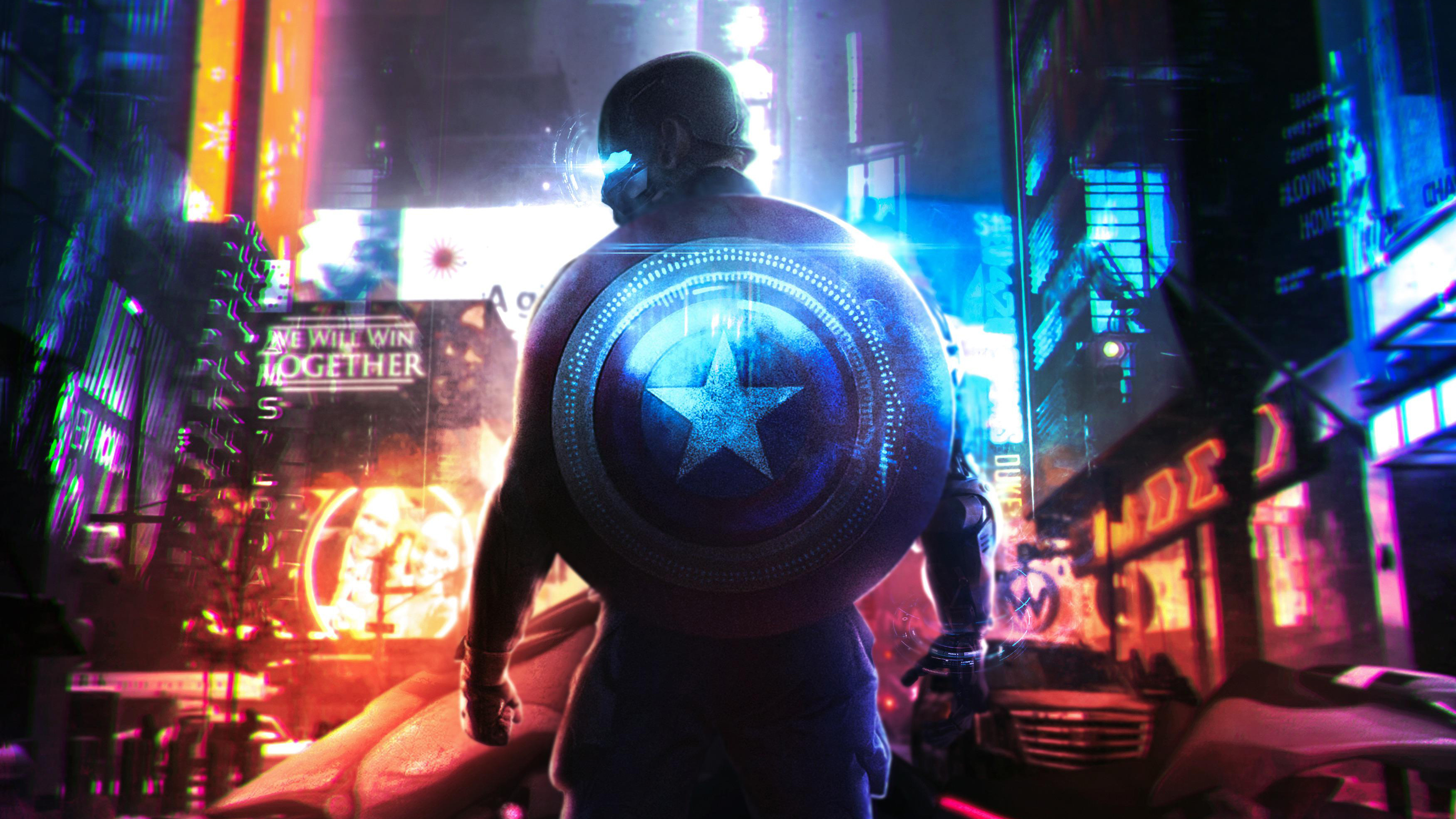 Cyberpunk Captain America - HD Wallpaper 