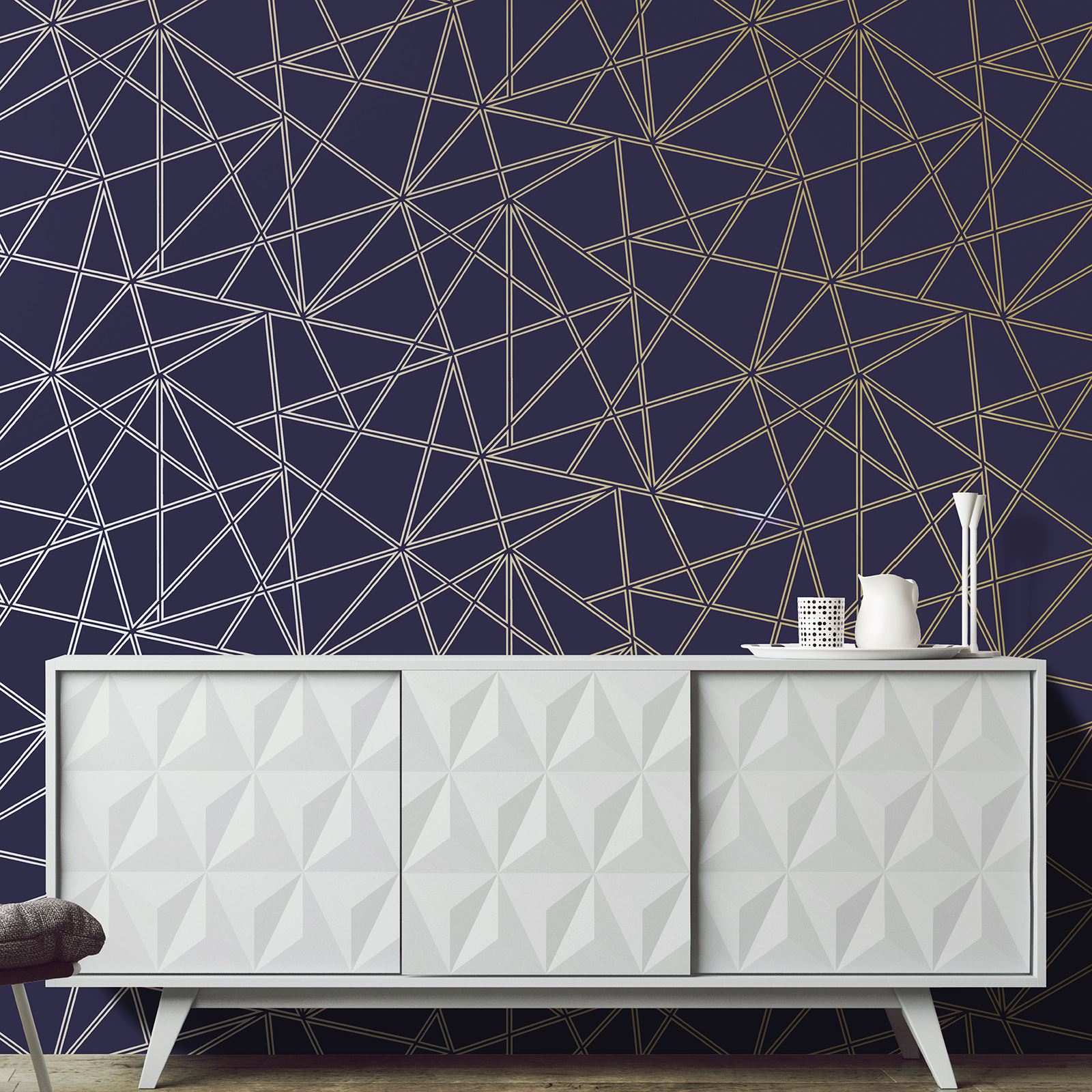 Purple And Silver Geometric - HD Wallpaper 