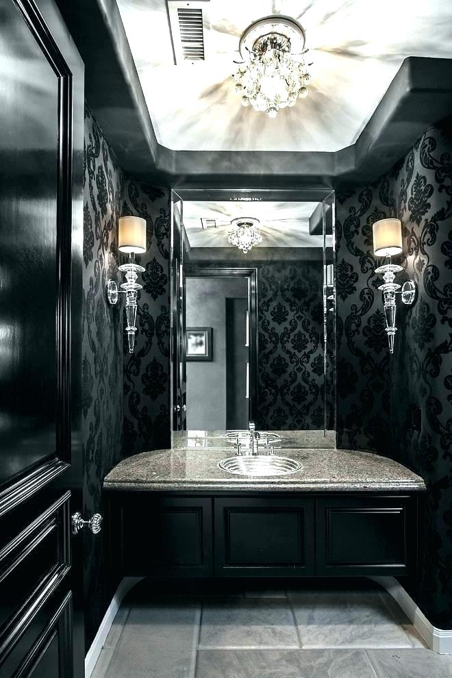 Elegant Powder Room Wallpaper Elegant Powder Room Wallpaper - Damask Black Wallpaper Room - HD Wallpaper 