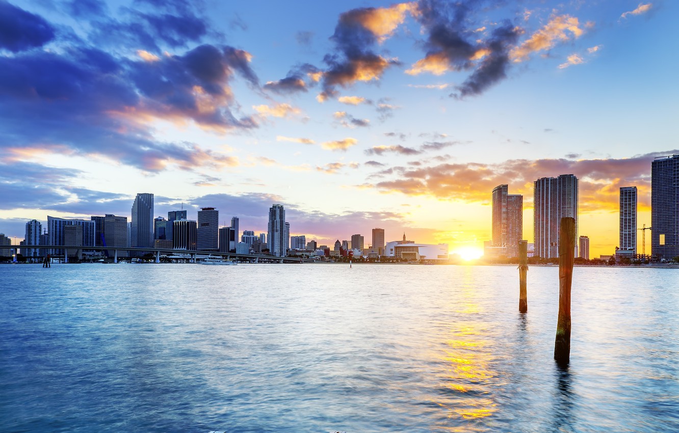 Photo Wallpaper Sunset, Florida, Miami, Fl, Miami - Information About America And Live - HD Wallpaper 