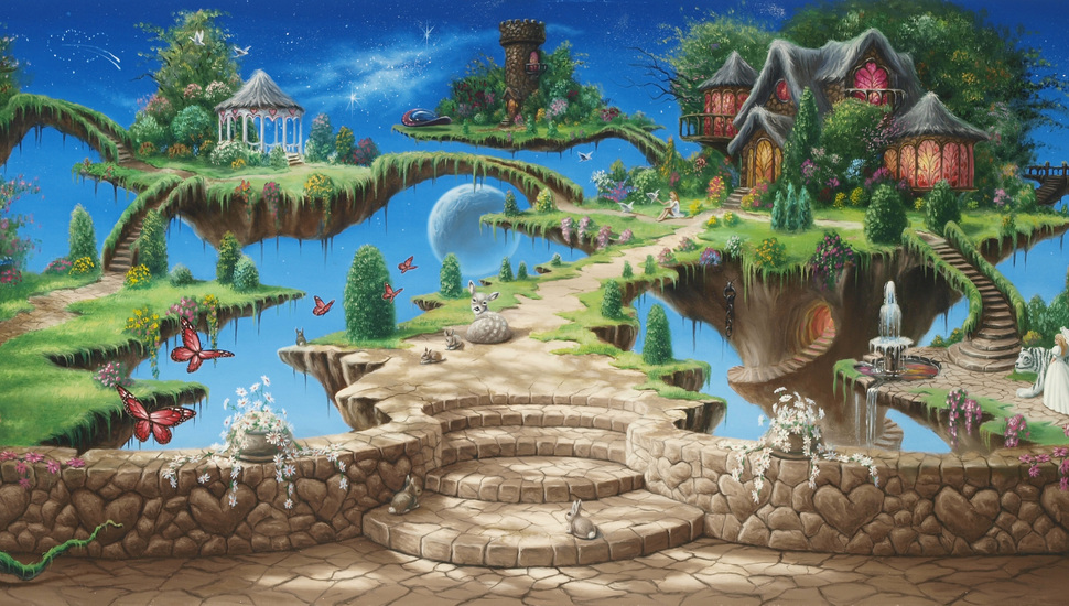 Fairytale, Stars, Castle, Island, Christopher Pollari, - Fantasy Land Hd - HD Wallpaper 