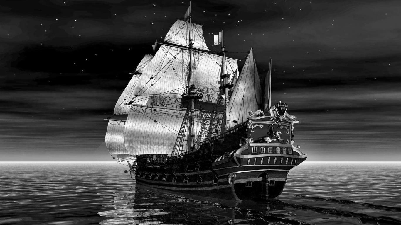 Pirate Ship Wallpapers Images Sdeerwallpaper - Black And White Ship - HD Wallpaper 