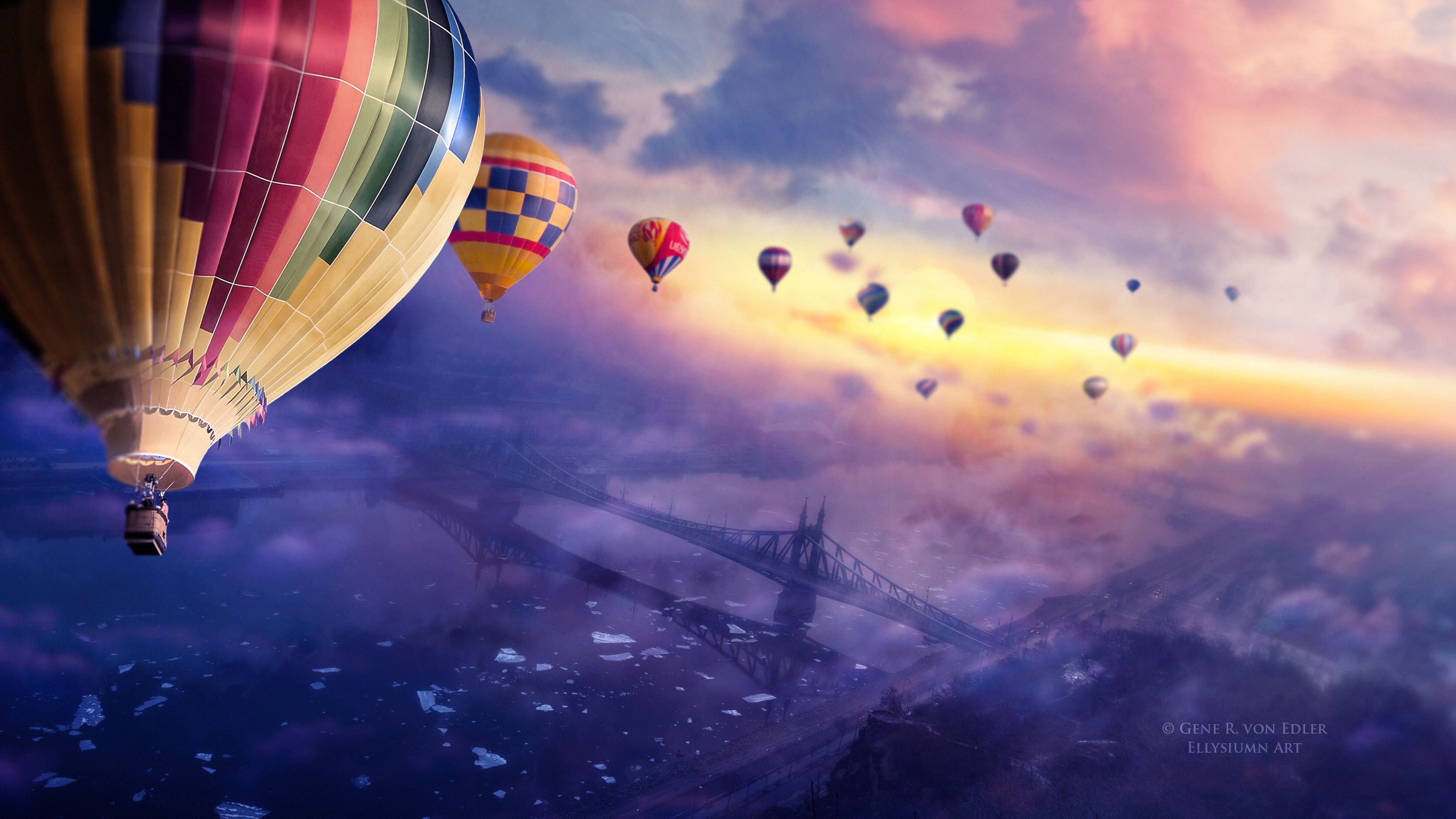 Air Balloons Sunset 4k, Hd Artist, 4k Wallpapers, Images - Air Balloon Wallpaper 4k - HD Wallpaper 